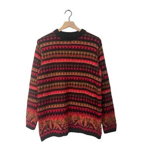 United Colors of Benetton Italy Fair Isle Wool Crew Neck Sweater Sz 46 (Medium)